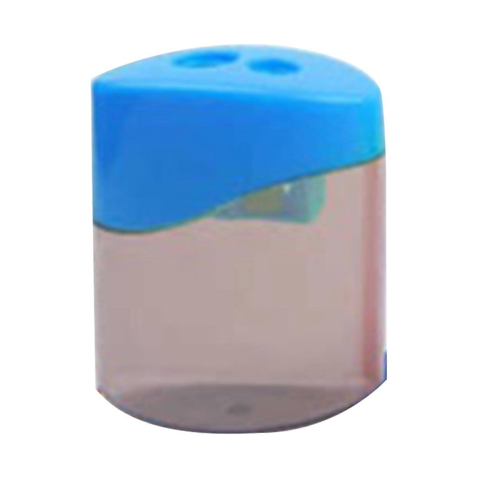 2 Hole Pencil Sharpener Plastic Fine Adjustable Sharpening Flat Barrel Shape Portable Dual Hole Pencil Sharpener