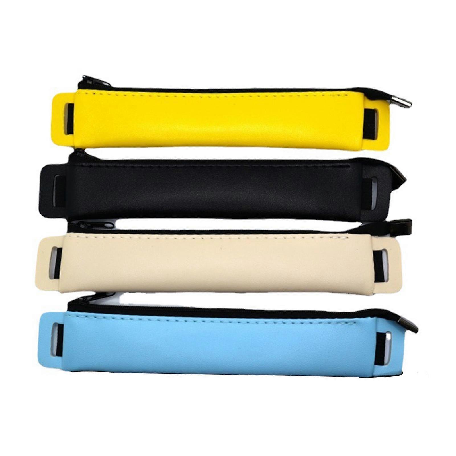 4pcs Office PU Leather Colorful Elastic Band Zipper Adjustable Holder Case Soft Sleeve Pen Pouchs For Notebook Protective Cover