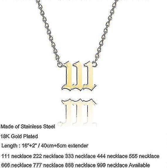 Angel Number Halskæde Guld Rustfrit Stål Numerologi Smykker