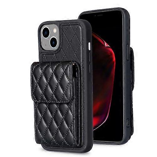 For iPhone 15 Vertical Wallet Rhombic Leather Mobile Phone Case
