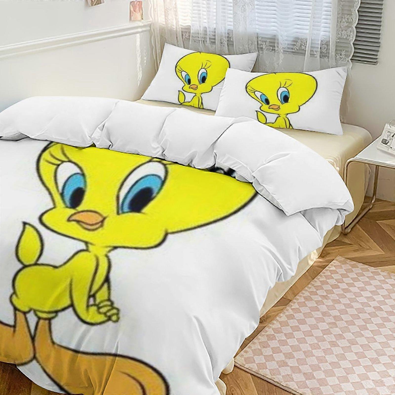 c585 TweetyBird 2 Capa de Edredom de Cama Conjuntos de Cama de Microfibra Conjuntos de Edredom Leve de 3 Peças, 1 Capa de Edredom e 2 Fronhas para Crianças ee585