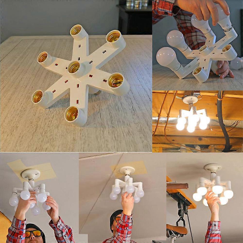 7-in-1 Light-Bulb Splitter E27 Base LED Converter Adapter Socket Splitter Holder