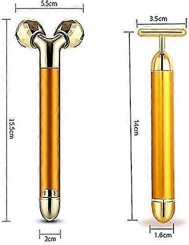 2 In 1 Facial Massager 24k Yellow Gold Pulse Massager, 3d Roller Electric And T-arm Eye Nose Head Massager For Instant Firming, Firming Face (gold)