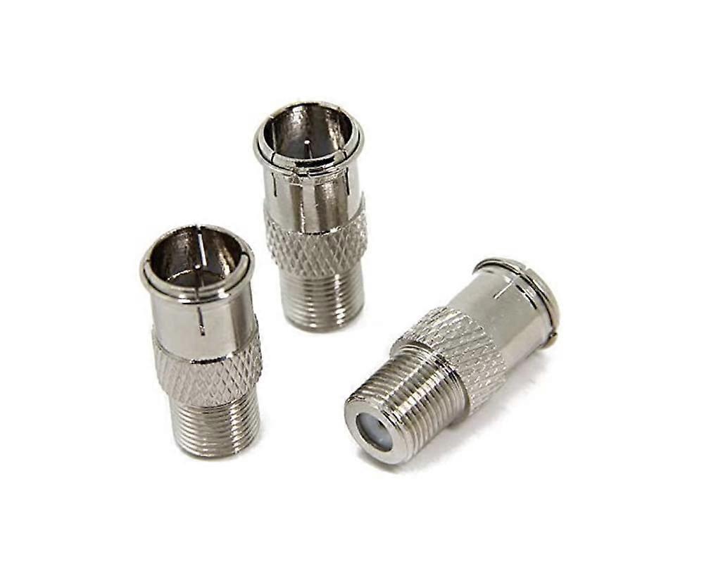 3-Pack F Type Quick Push on Adaptor for RVs and Camping TV Connection