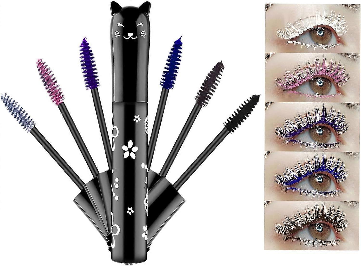 6 Colors Colorful Mascara Set, Rainbow Colorful Waterproof Mascara 5D Fiber Lash Mascara Volume Eye lash