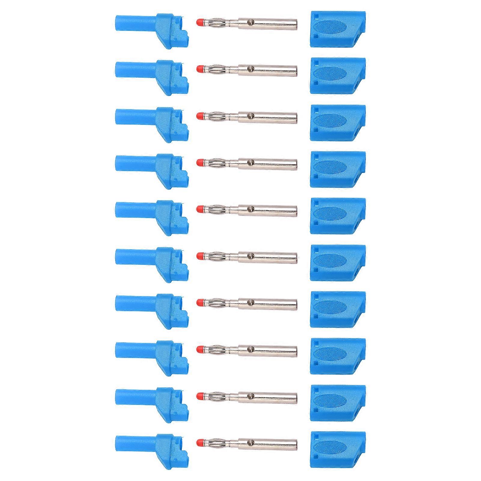 10pcs 22.160 4mm Banana Plug Insulated Safety Banana Plug Connector with Housing for Electronic TestBlue