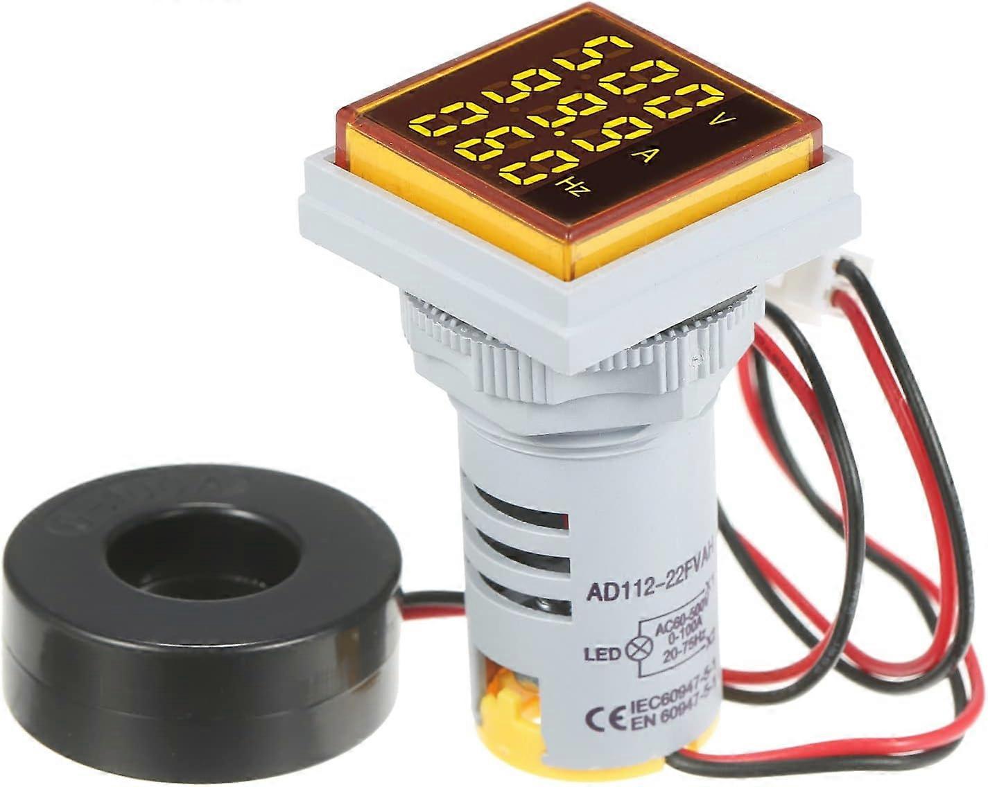 Digital Volt Ammeter Voltampereter Ammeter Cymometer Three LED Displays Voltage  Current and Frequency Meter Display Monitor AC Panel Meter AC60-500V 