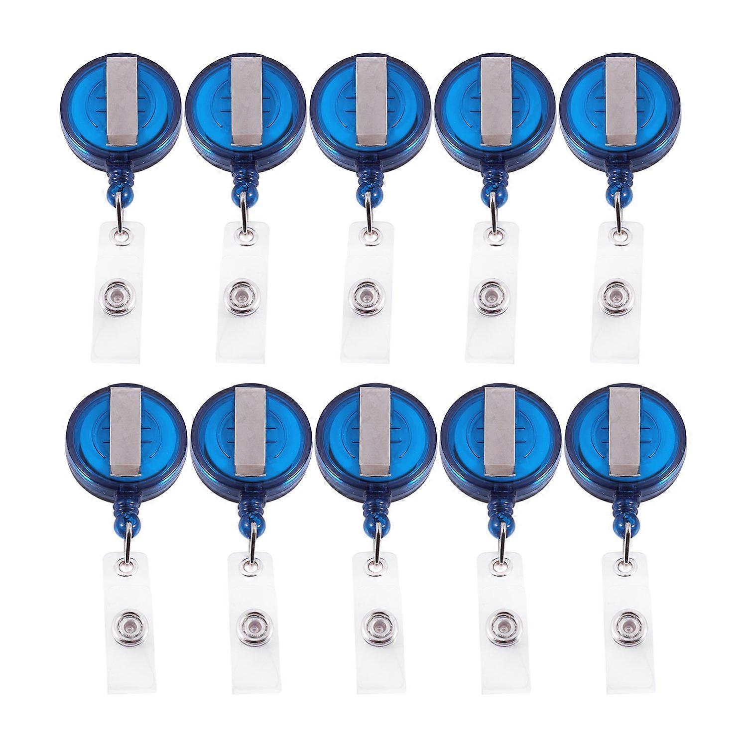 10 Retractable Reel ID Badge Lanyard Name Tag Key Card Holder Belt Clip Color:Blue Amount:10 Pcs
