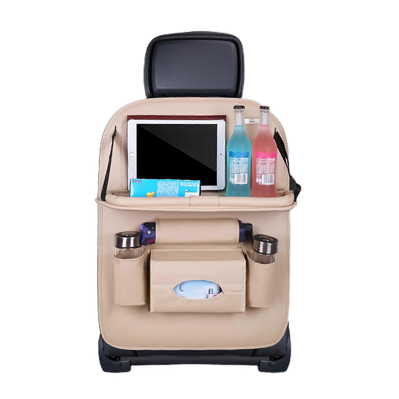 Car Backseat Organiser with Foldable Dining Table Multi Pocket Hanging Bag Large Capacity Kids Snacks Toys Holder