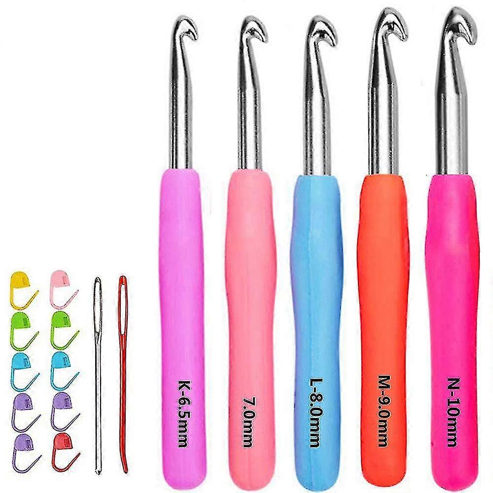 5pcs Size 6.5mm+7.0mm+8.0mm+9.0mm+10.0mm Crochet Hooks Set