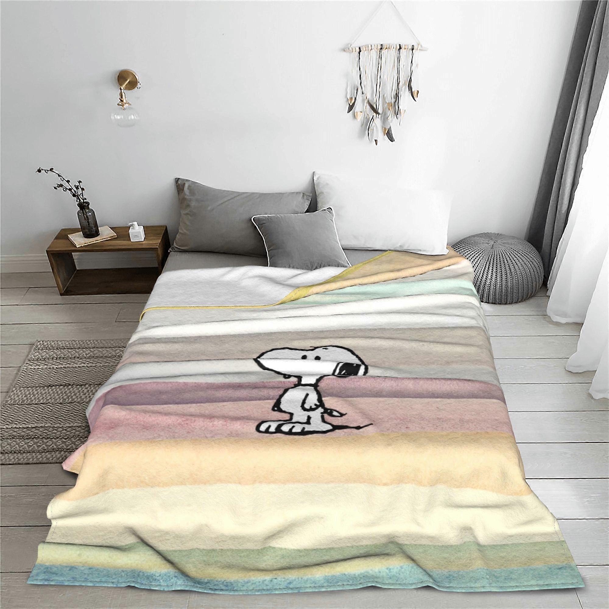 v657 Söt tecknad Snoopy filt fleece hela säsongen andningsfunktion ultramjuka filtar för sängkläder resor överkast tyy657