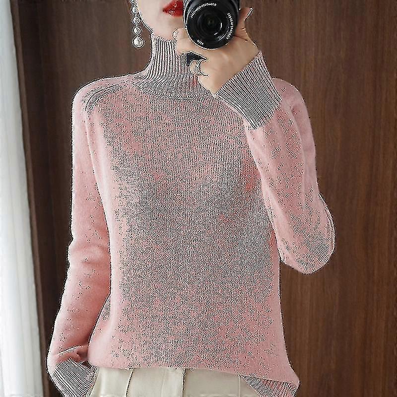 Spring, Autumn And Winter Women's Cashmere Sweater Turtleneck Pullover Slim Solid Color High-quality Warmth