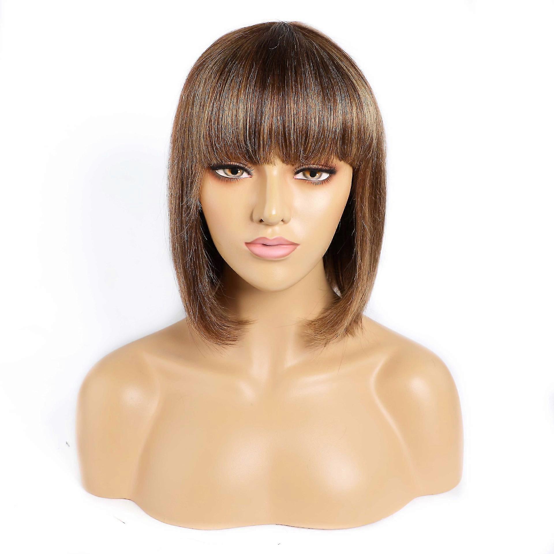 Cabello castaño corto, cabello real