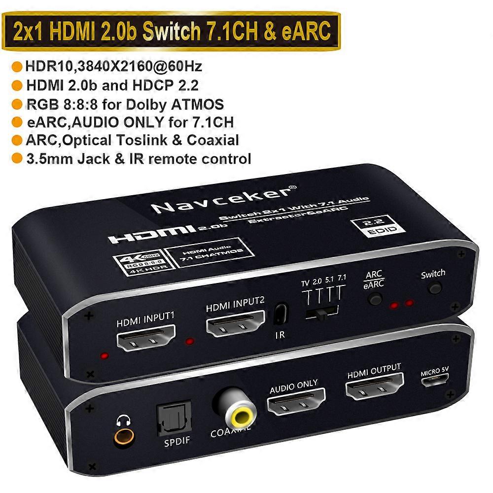 2021 Nejlepší eARC HDMI 2.0 Audio Extractor 4K 60Hz RGB8:8:8 HDR HDMI Splitter Audio Converter 4K HDMI na optický TOSLINK SPDIF 7.1