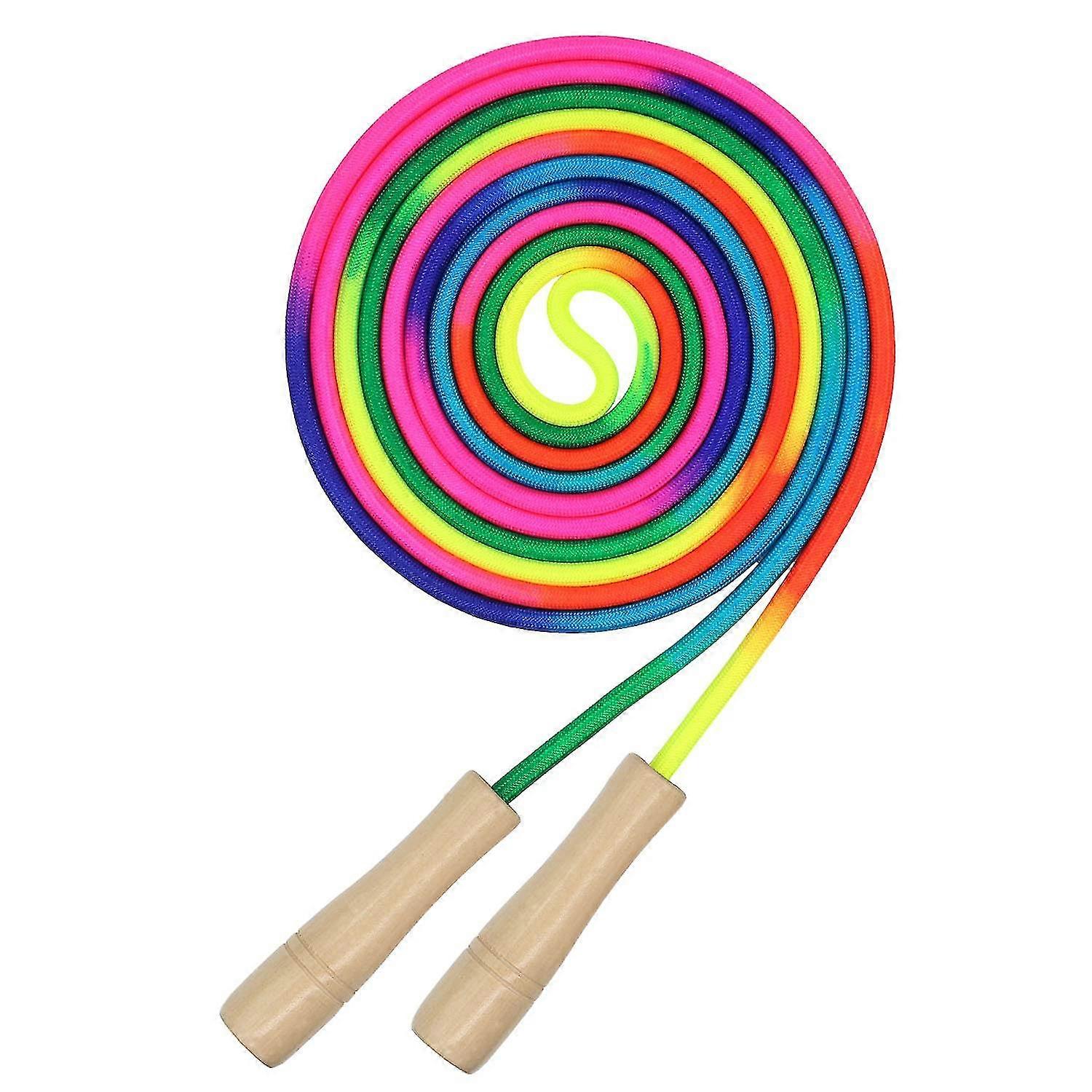 Längdhopprep för barn, 1 pack, Med trähandtag, Multiplayer Rainbow Hopprep