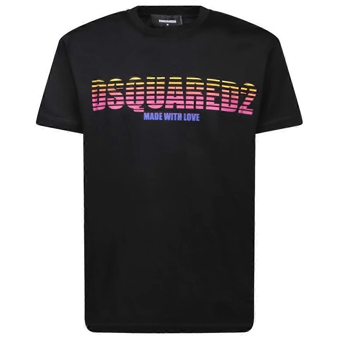 Dsquared2 Cool Fit Made With Love 标志黑色 T 恤
