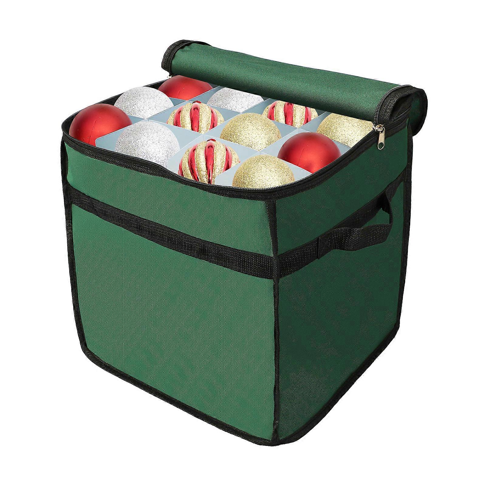 Christmas Ornament Storage Box - 64 Compartments, Durable 600d Nylon Material,100% New