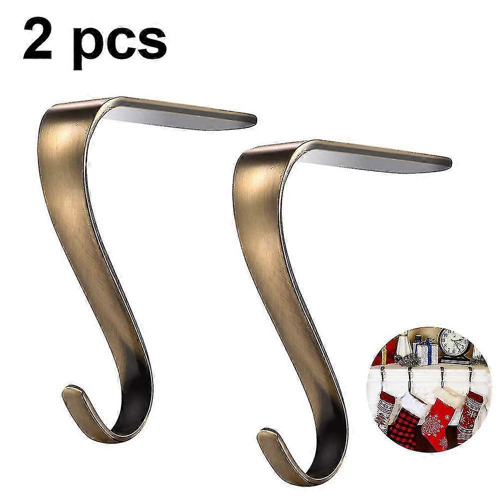 Metal Stocking Holders For Fireplace, Set Of 2 Mantle Hooks