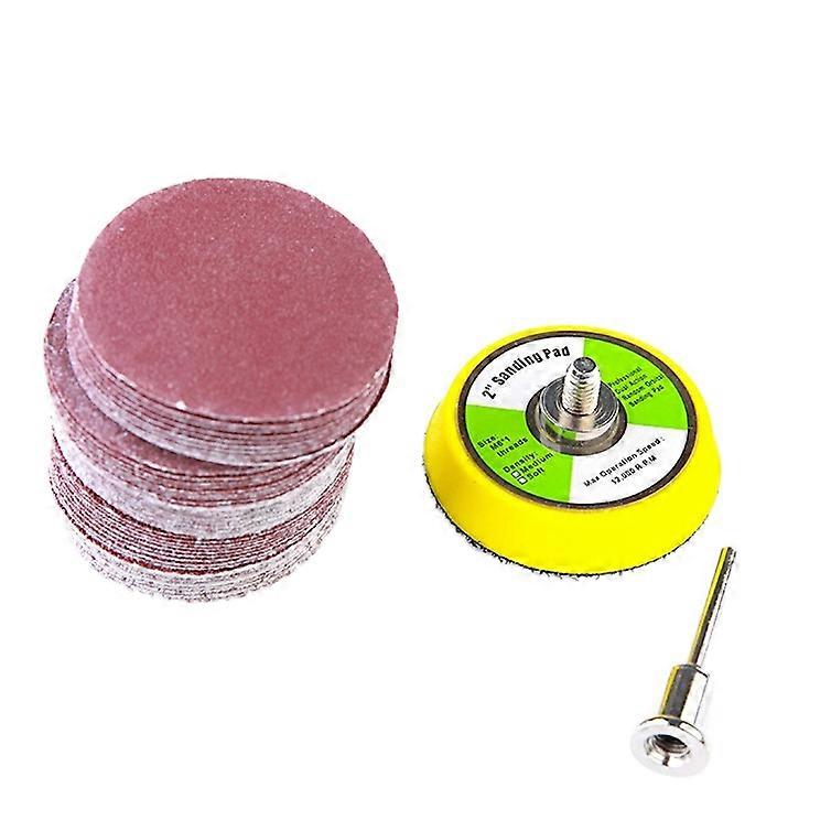 50 Pcs 2 Inch Sanding Disc 60-180 Grit and Loop for Sander Machine with 1 Pc 2 Inch Drill Backing P