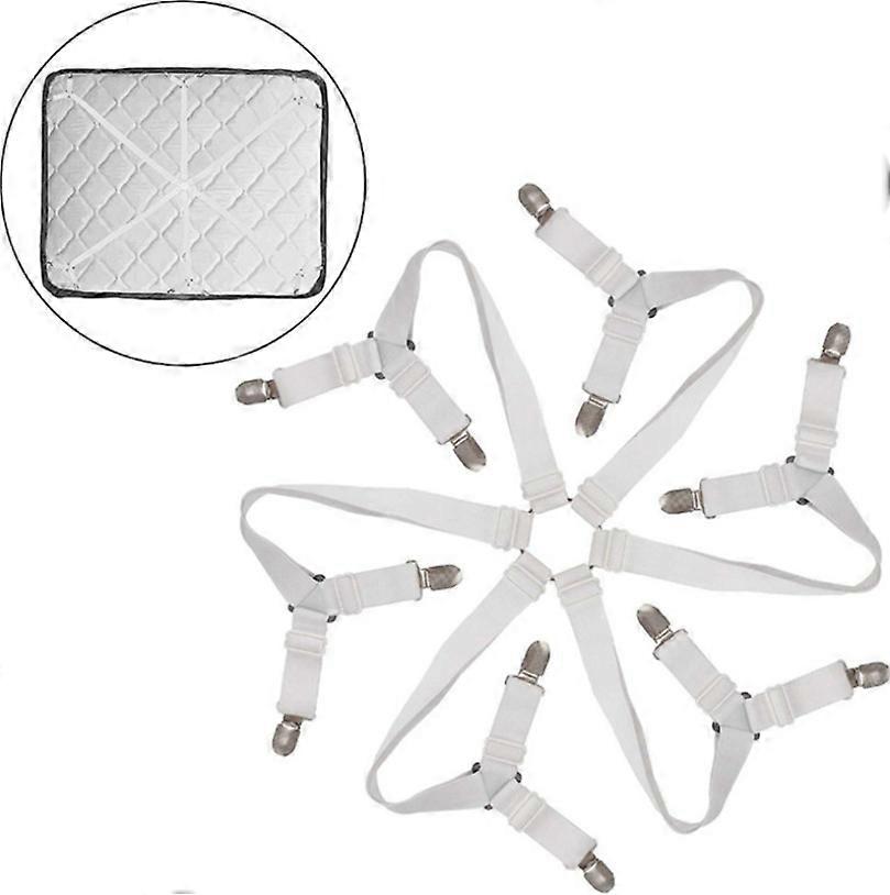 Adjustable, elastic and firm bed sheet clip, 6 sides 12 clip sheet holder Adjustable bed sheet anti-running non-slip fixing clip Fixing buckle Suitabl