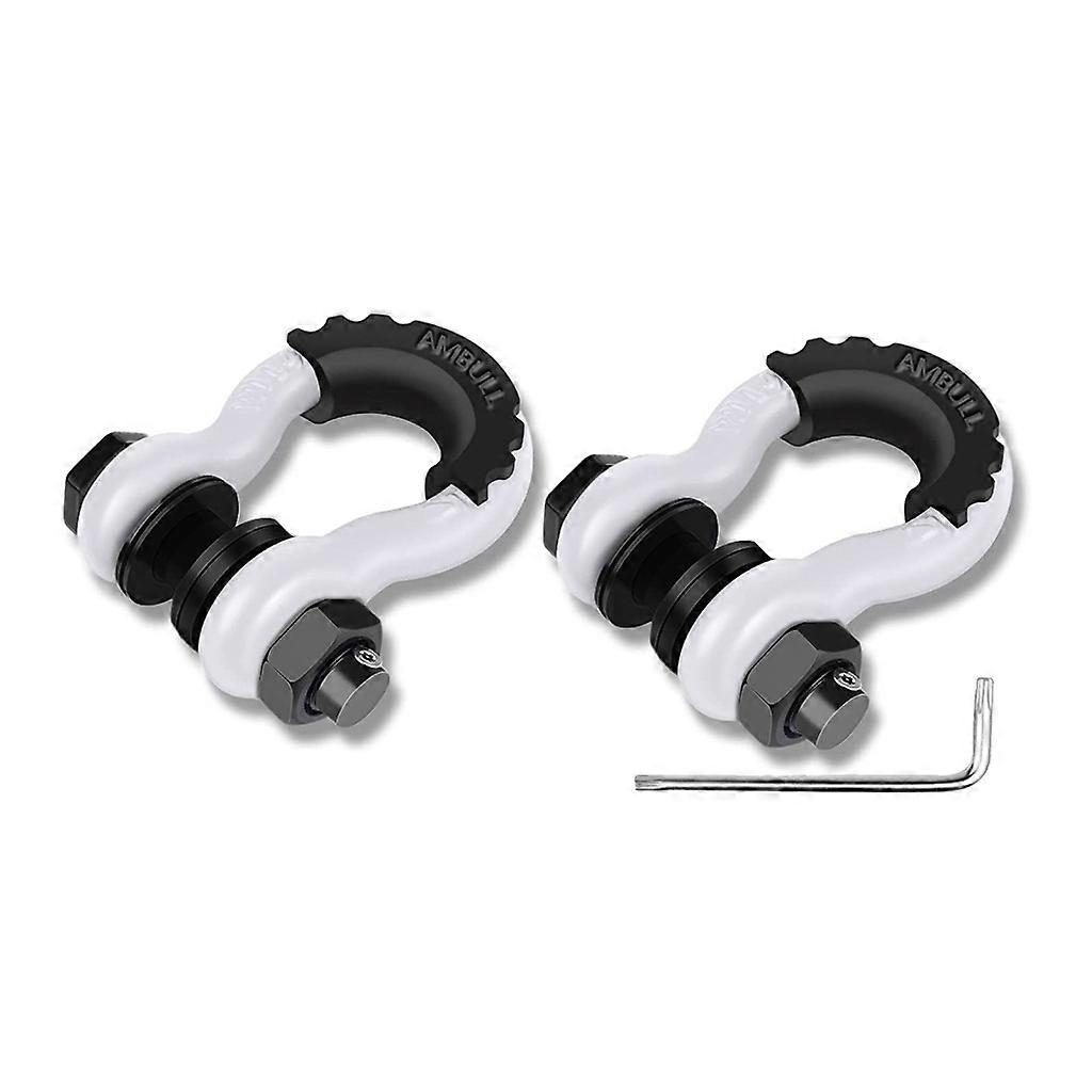 3/4 Inch D-Ring Shackle with Black Isolator Washer Use With Tow Strap for Car