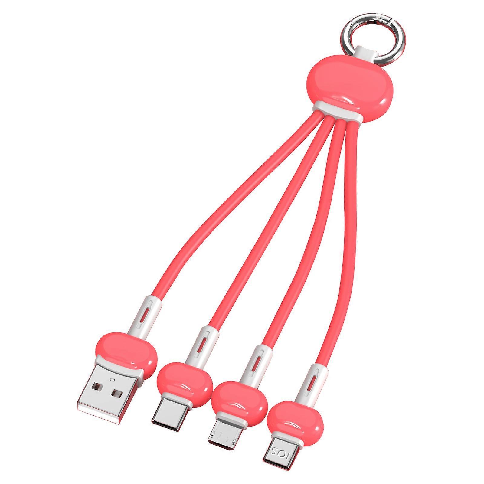 Mobile phone cable 15CM creative portable key ring suitable for a variety of mobile phone models data cable Android 3A quick charge 3-in-1 data cable