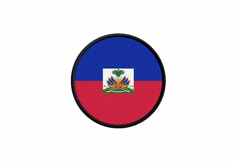 Patch ecusson flag haitien printed thermosticker round round