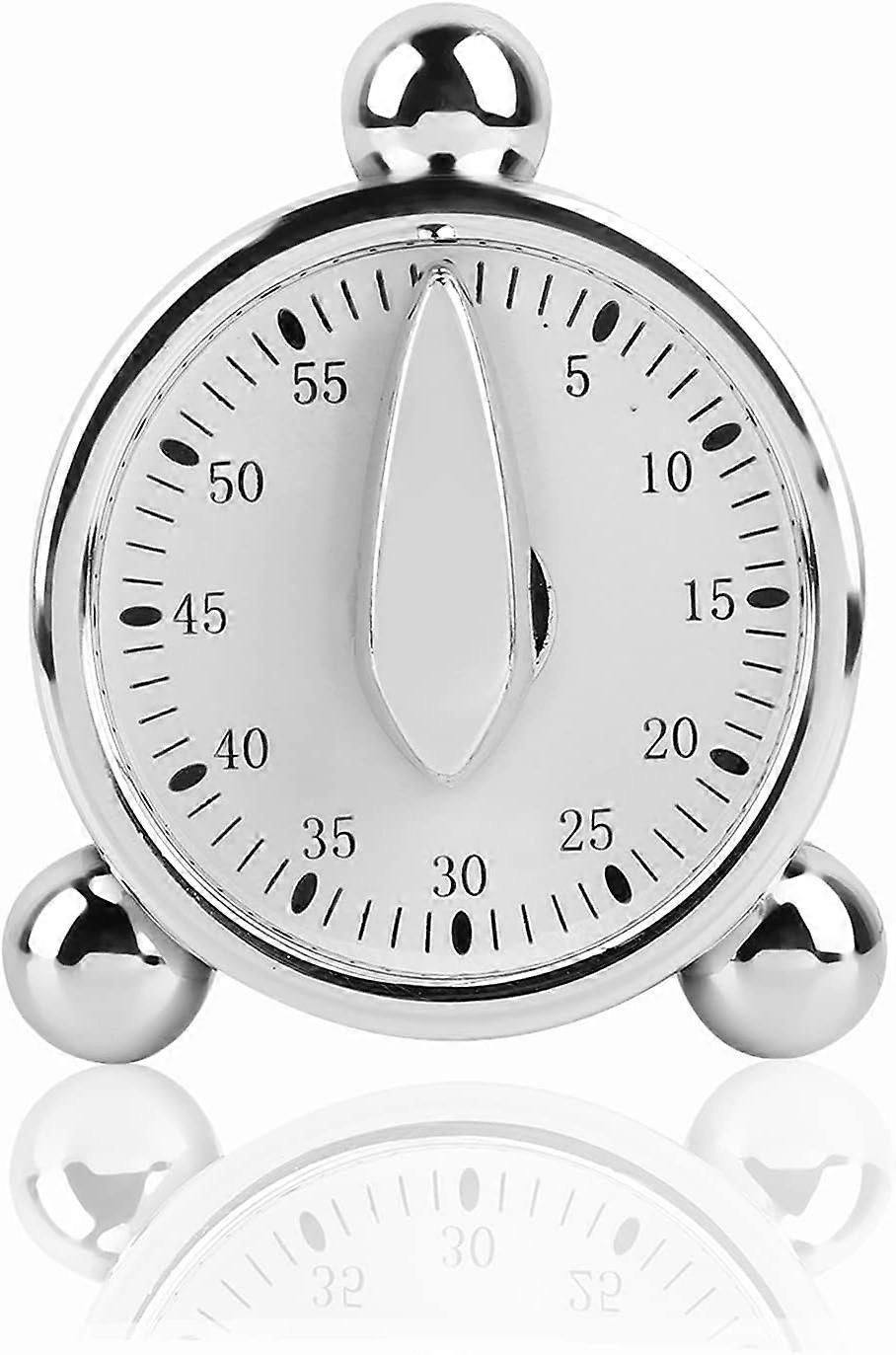 60 Minutes Kitchen Timer, Stainless Steel Mechanical Cooking Timer, Manual Countdown Reminder Baking Timing Tool with Alarm Sound
