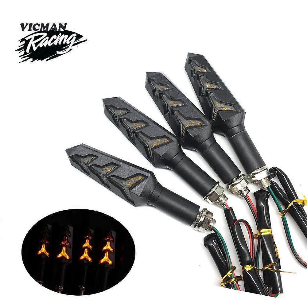 2pcs Motorcycle Water Flowing LED Turn Signals Blinker Lights Built Relay Bendable Tail Flasher Indicator Lamp