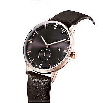 WWoor Casual Men PU Correa de cuero Reloj de cuarzo impermeable Reloj de pulsera (esfera azul)