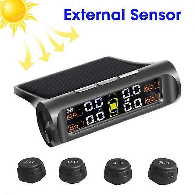 Motor Vehicle Sensors Smart car TPMS tire pressure monitoring system solar digital clock LCD display car tire pressure temperature safety alarm system