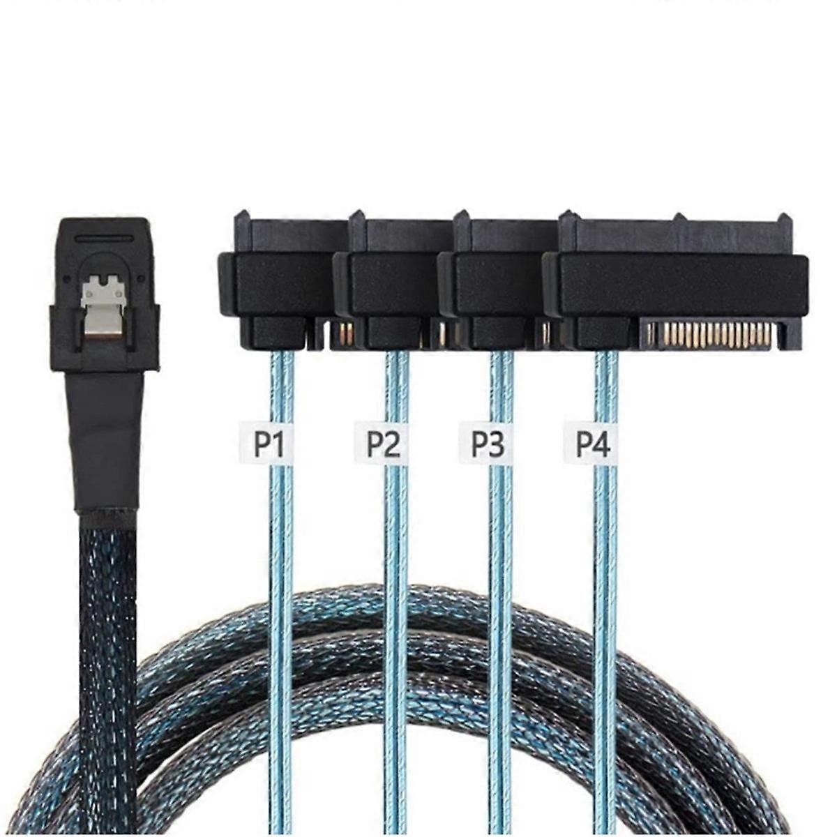 Mini Sas Sff-8087 to 4 Sff-8482 Server Array Card Hard Drive Data Cable Sata Power Cable 0.5m