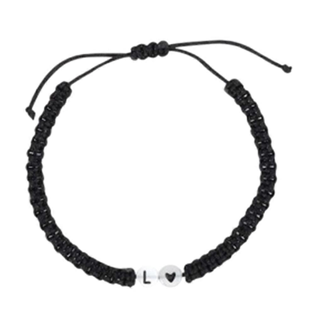 Fluorescent Letter Charm Couple Bracelet Hand Woven Adjustable Classical