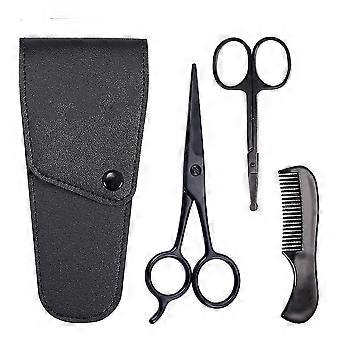 Bartschere / Nasenschere / Schnurrbart Kamm Multi Funktionen Pflegeset Geschenkset Bart Trim Schere Kit Trimmen Nasenhaare für Männer mit Aufbewahrungstasche