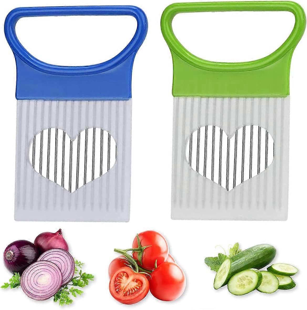 2PCS Kitchen Cutting Tool Slicer Holder (Green+Blue)