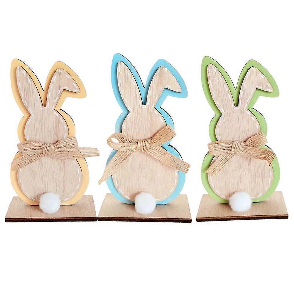 3 قطع عيد الفصح الأرنب يزين جميل أرنب خشبي يزين أرنب على شكل غرفة الديكورات