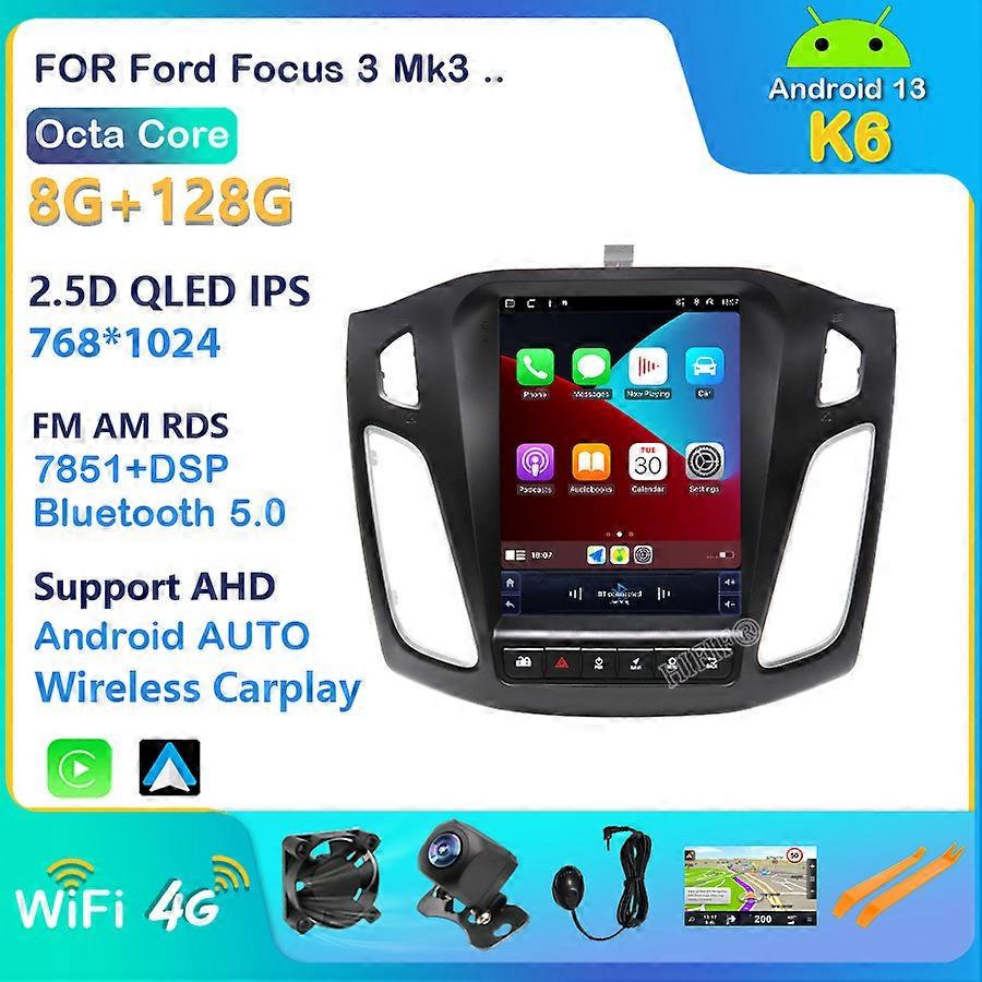 Για Ford Focus 3 Mk3 2012-2017 2 Din Android 13 αυτοκίνητο ραδιόφωνο πολυμέσων Player βίντεο 8G + 128G Carplay στερεοφωνικό IPS οθόνη RDS