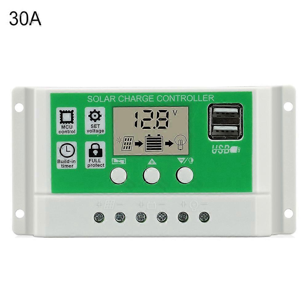 10/20/30A 12/24V High Clarity Display Dual USB Voltage Regulator Solar Charge Controller QinHai
