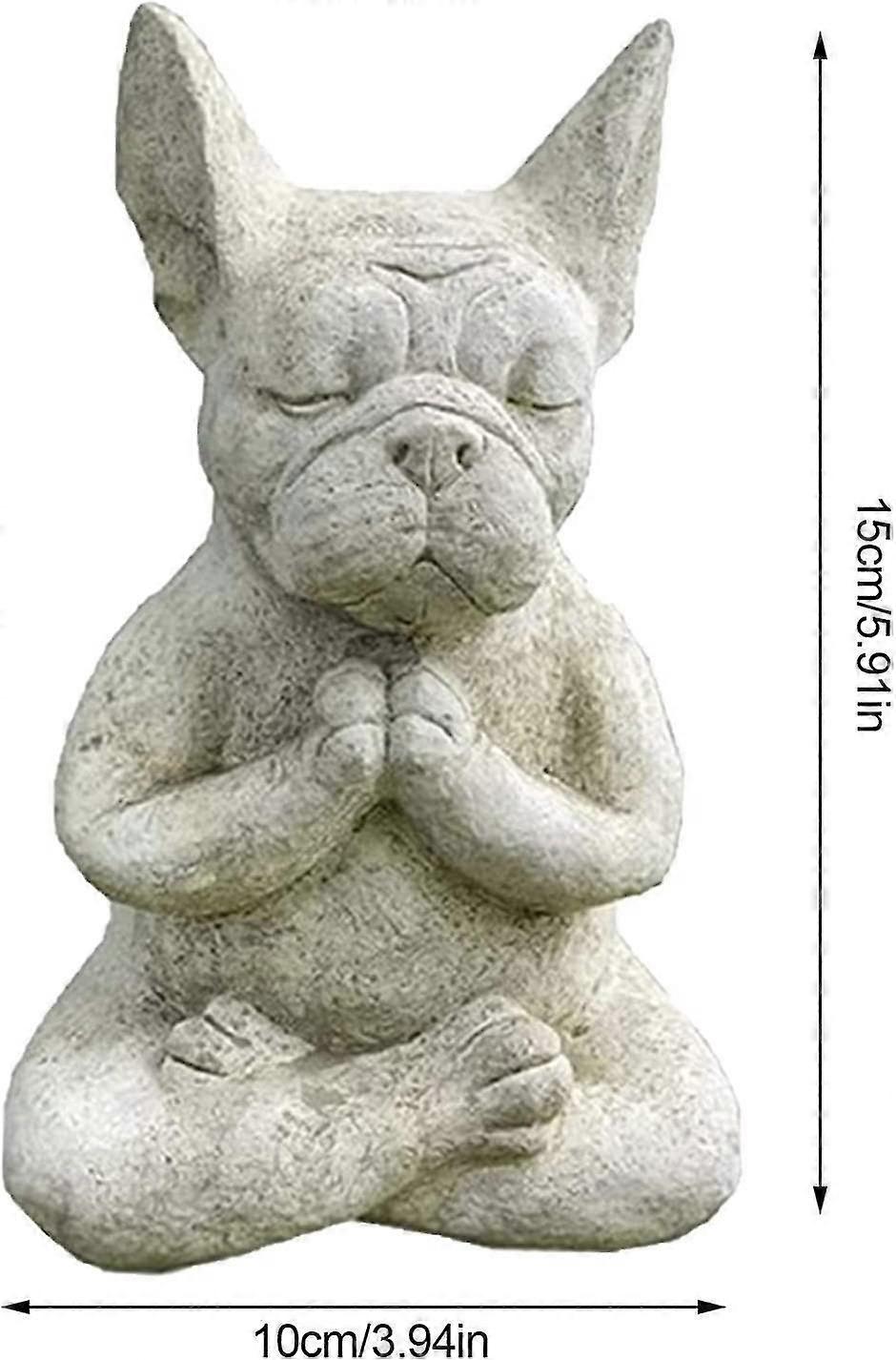 Statue Bouddha Bulldog En Méditation Yoga - Figurine Zen Chien Résine - Décoration Intérieur Extérieur Jardin Maison