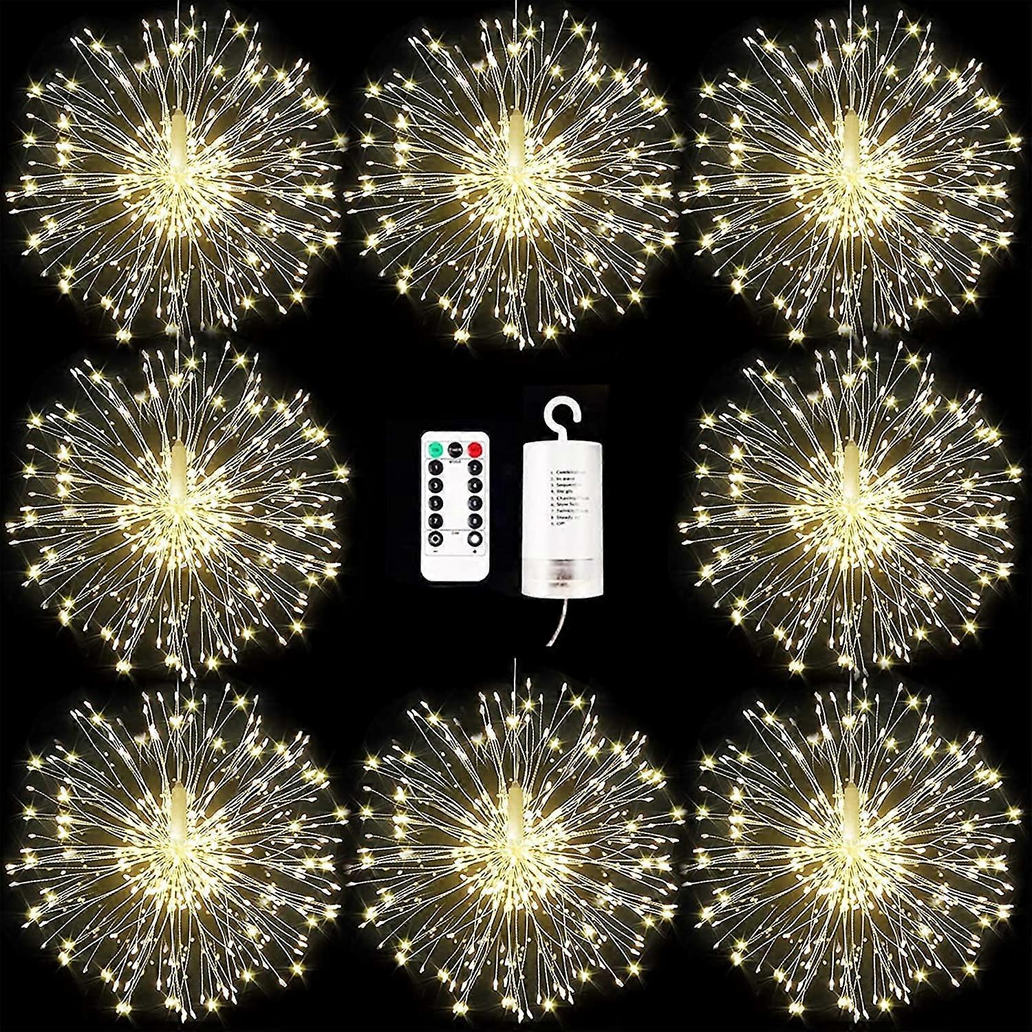 Dwww-Luci Decorative Fuochi D'artificio LED Esplosione Luce Fuochi D'artificio, Natale 120 Luci A LED 8 Modalità Telecomando Scatola Batteria Filo di Rame Stringa