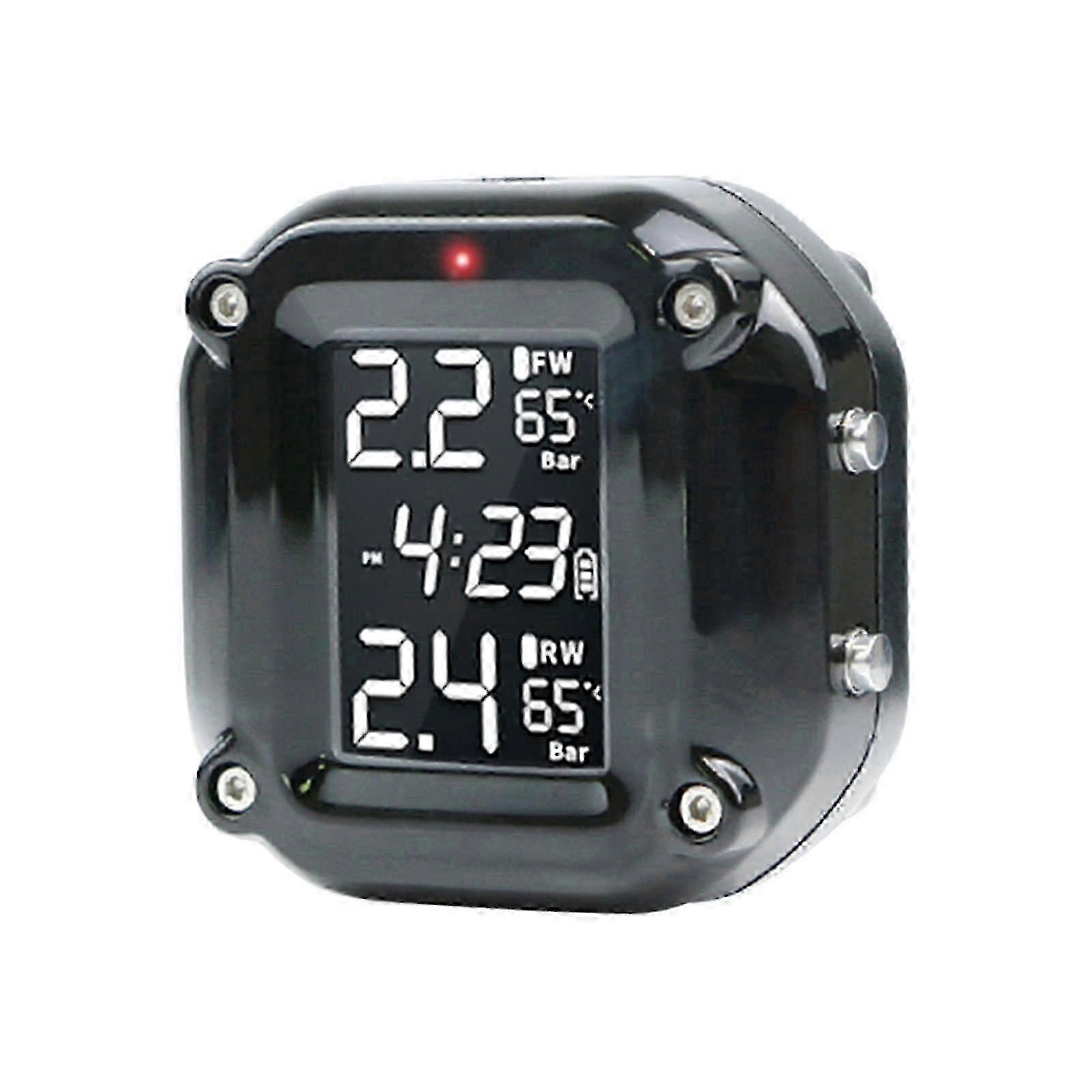 Motorcycle Tire Pressure Monitoring System Wireless Tpms With 2 External Sensors Ip67 Real-time Monitoring