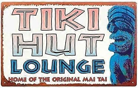 Vintage Style Tiki Hut Lounge - Μεταλλική Πινακίδα Κασσίτερου Διακόσμηση Γκαράζ