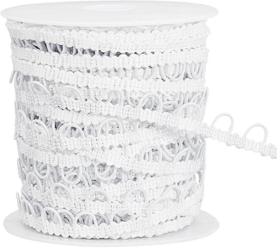 24.6Yard Nylon Braided Trim with Elastic Button Loops White Corset Button Braid Cord Button Elastic Loop for Wedding Bridal Dress Decor Costume Crafts