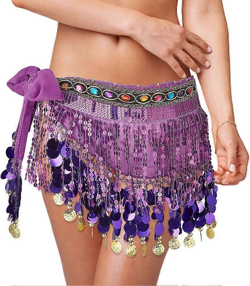Belly Dance Hip Scarf with Tassels Sequins