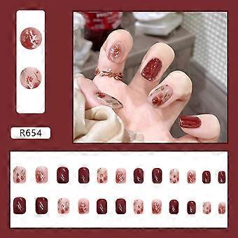 Rose Gold Folie Fake Naglar Polskfria Hållbara Slitsäkra Material Nagel Gelé Lim Modell