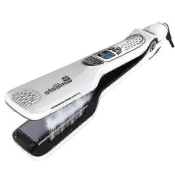 2X Steam Hair Straightener With Detachable Comb And Lcd Display(white)