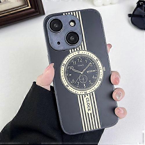 For iPhone 15 Clock Pattern Magnetic Lens Protection Phone Case