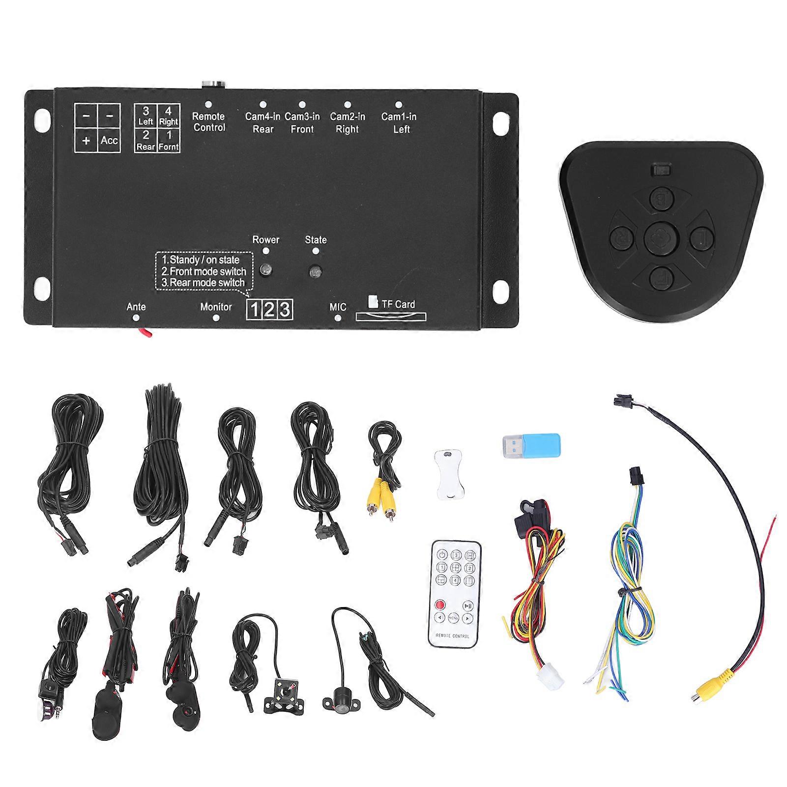 Car Driving Recorder 6 Channel 360° Panoramic Remote Wire Control with 4 Cameras Universal Modification
