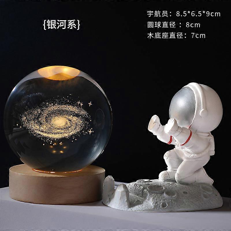 Esfera de cristal Galaxy iluminada con soporte de base LED de 6 cm