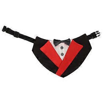 Dog Tuxedo Bandana Collar Adjustable Formal Dog Wedding Bandana Collar with Bow Tie for Small Medium Large Dog L, 17x27cm / 6.7x10.6in